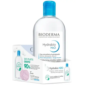 BIODERMA HYDRABIO H2O NAWILŻAJĄCY PŁYN MICELARNY DO OCZYSZCZANIA SKÓRY TWARZY I DEMAKIJAŻU 500 ML + PŁATKI KOSMETYCZNE 3 SZT.